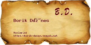 Borik Dénes névjegykártya